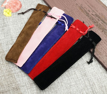 pen gift pouch,3.5*17cm Black velvet pen bag small drawstring bag velvet gift bags wholesale, for pen 2024 - buy cheap