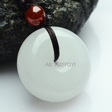 Beautiful Natural White Jade Carved Chinese Round Buckle Amulet Lucky Pendant + Free Necklace Certificate Fine Jewelry 2024 - buy cheap