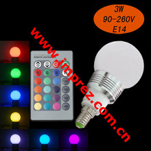 Free shipping Hot sell!  110V 220V E14 E27 3W RGB LED Bulb Spotlight with ir remote control/rgb bulb lamp 2024 - buy cheap