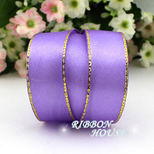 (25 yards/roll) 3/4'' (20mm) Lavender Satin Ribbons golden edge ribbon wholesale high quality gift packaging ribbons 2024 - buy cheap