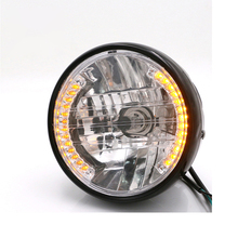 Farol dianteiro para motocicleta, lâmpada de feixe alto e baixo redondo, 12v dc em abs brilhante 2024 - compre barato