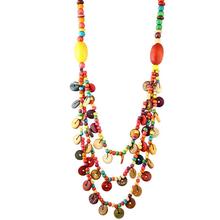 Handmade wood beads long necklace bohemian statement jewelry wholesale round multilayer wood vintage necklace women gift 2024 - buy cheap