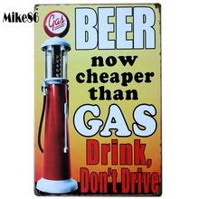 [Mike86] abolador de cerveza que bebida de GAS, no conducir señales de Metal, regalo, pintura para Bar, póster, Bar, decoración, AA-193 pedido mixto, 20x30 CM 2024 - compra barato