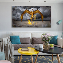Pósteres e impresiones sobre lienzo para pared, Protector dorado abstracto De Leo, alas, cuadro decorativo para decoración del hogar y sala De estar 2024 - compra barato