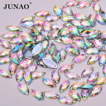 JUNAO 7x15 мм кристалл AB шитье акриловые стразы конский глаз аппликация из страз плоская основа, пришиваемые камни для рукоделия платье ремесла 2024 - купить недорого