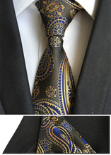 8 cm Designer De Luxo do Conjunto Reunião Do Partido Gravata dos homens Laços Formais Azul Royal com Preto de Boa Qualidade Tecida bolso Quadrado 2024 - compre barato