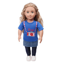 Doll clothes Blue casual suit toy accessories 18 inch Girl doll and 43 cm baby dolls c688 2024 - buy cheap