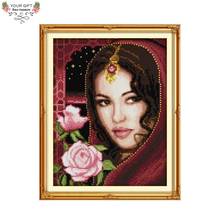 Joy Sunday 14CT 11CT Counted and Stamped The Indian Beauty Cross Stitch kits for Home Decoration R485 2024 - buy cheap