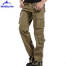 WildSurfer Men's Cotton Multi Pockets Outdoor Cargo Pants Large Size Male Trekking Long Pants Travelling Camping Trousers WP104 2024 - buy cheap