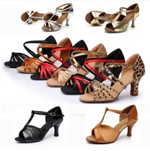 Zapatos de baile latino para niñas y mujeres, calzado de salón, Tango, Salsa, tacón de 7cm, 22 estilos, barato, novedad 2024 - compra barato