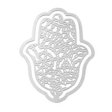 DoreenBeads Stainless Steel Embellishments Findings Hamsa Symbol Hand dull silver color Hollow Pattern 55mm(2 1/8")x 40mm,10 PCs 2024 - buy cheap