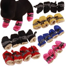 4PCs Winter Thicken Warm Puppy Pet Rain Shoes Socks Plush Waterproof Anti-slip Rain Snow Boots Footwear Cats Dogs Socks Booties 2024 - buy cheap