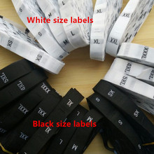 500 pces branco/preto damasco poliéster tecido pano tamanho etiqueta alfabeto roupas tag xs s m l xl 2xl-6xl 2024 - compre barato