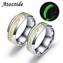 Atoztide 8mm Punk Luminous Lord Of Rings Fluorescent Movie Ring Of Power Titanium Steel Jesus Dragon Love Rings Party Fans Gift 2024 - buy cheap