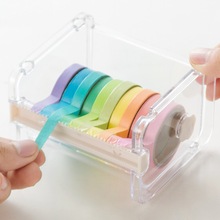 Practical Transparent Plastic Adhesive Tape Washi Tape Dispenser Office Desktop Tape Holder With Tape Cutter 2024 - buy cheap