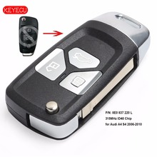 Keyecu Upgraded Flip Remote key Fob 315MHz ID48 for Audi A4 S4 2006-2010 P/N: 8E0 837 220 L 2024 - buy cheap