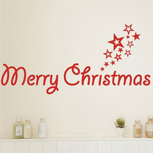Pegatinas de Feliz Navidad con pegatina de pared de estrella para tienda, decoración de oficina, casa, calcomanía de vinilo para hogar, Mural festivo de Navidad 2024 - compra barato