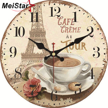 MEISTAR Vintage Decorative Round Tower Wall Clock Silent Durable Wall Watches Cafe  Home Decor Art Large Elegant Wall Clocks 2024 - buy cheap