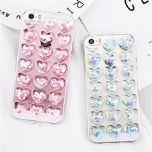 Funda de teléfono para iPhone 7 6X8 6 s Plus 5 5S Color caramelo 3D gelatina amor corazones suave funda trasera de TPU para iPhone 8 Coque 2024 - compra barato