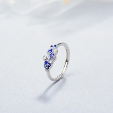 Sole Memory Blue Drip Glaze Mermaid Cloud Sweet Exquisite 925 Sterling Silver Female Resizable Opening Rings SRI291 2024 - buy cheap