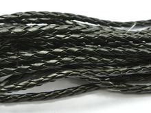 16,4 Feets negro trenzado cuero joyería cordón 4mm 2024 - compra barato