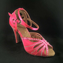 New Ladies Pink Satin Rhinestone Latin Ballroom Dance Shoes Salsa Dance Shoes Tango Bachata Dance Shoes ALL SIZE 2024 - buy cheap