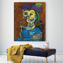 Pintura en lienzo de vestido azul sentado de Pablo Picasso, del hogar para decoración moderna sala de estar, arte de pared, pintura al óleo, carteles, imágenes 2024 - compra barato