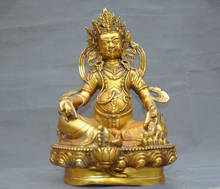 Christmas 18" Tibet Buddhism Bronze gilt Yellow Jambhala Wealth God Mammon Buddha Statue Halloween 2024 - buy cheap
