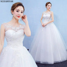 New Romantic Scoop Elegant Princess Wedding Dress 2020 Sleeveless Appliques Celebrity Ball Gown vestido De Noiva 2024 - buy cheap