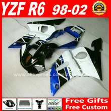 Carenado ABS para YAMAHA YZF R6 98 99 00 01 02, piezas de plástico, kits de carenados 1998 1999 2000 2001 2002, color azul y blanco 2024 - compra barato