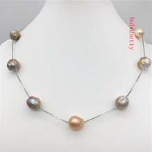 Collar de perlas de agua Natural Multicolor, con núcleo Edison Irregular de 11-12MM, de plata tibetana de 18 pulgadas, nuevo 2024 - compra barato