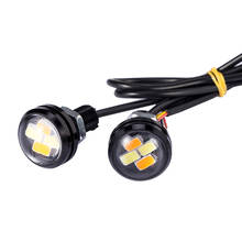 MGTV свет 2 шт Автомобильный светодиодный орлиный глаз свет автомобиля резервный Обратный парковочный фонарь двойной цвет белый/желтый DRL свет автомобиля Ежедневный сигнал поворота 2024 - купить недорого