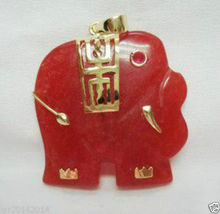 FREE shipping> >>>>Red Natural stone Elephant Pendant Necklace + Free chain 2024 - buy cheap
