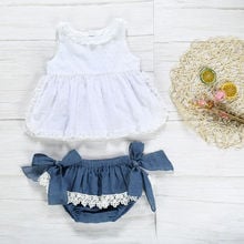 2Pcs Newborn Toddler Infant Baby Girl Clothes Solid Sleeveless T-Shirt Top Lace Shorts Pants Outfit 0-6T 2024 - buy cheap