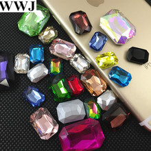 Pedras de cristal retângulo em todos os tamanhos, joias com ponta, sem furos, várias cores, 6x8mm ~ 18x27mm 2024 - compre barato