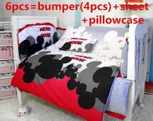 Promotion! 6PCS Cartoon Cot Baby Crib bedding set Bed Linen Cot set (bumpers+sheet+pillow cover) 2024 - buy cheap