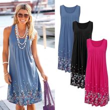 Sexy Summer Sleeveless Floral Casual Dress Women Clothes 2019 Plus Size 4xl 5xl Beach Ladies Dresses Women's Summer Sundress 2024 - buy cheap