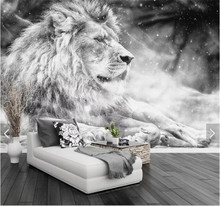 Custom Photo Wallpaper Mural Black and White Animal Lion Papier Peint Mural 3D Living Room Sofa Bedroom Background Decor Paper 2024 - buy cheap