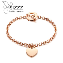 SIZZZ-pulsera de acero y titanio para mujer, brazalete de 20CM de largo, con corazón 2024 - compra barato