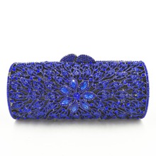Bolsa clutch azul de metal feminina, bolsa de mão feminina cristal ouro festa de casamento bolsas de mão com strass 2024 - compre barato
