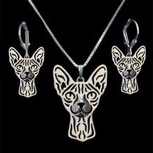 Conjunto de joias femininas banhadas a prata 2018 para animais de estimação conjunto de joias de gato sphynx de metal envio direto 2024 - compre barato