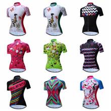 TELEYI 2019 Cycling Jersey Women Summer Mtb Shirt Pro Bike Team Maillot Ropa Ciclismo Short Sleeve Bicycle Jersey Clothing Tops 2024 - buy cheap