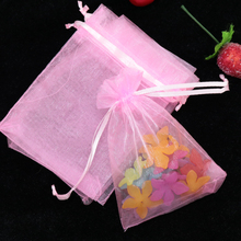 Wholesale 100pcs/lot Drawable Pink Organza Bags 5x7cm Mini Wedding Christmas Gift Bag Favor Charm Jewelry Packaging Bags Pouches 2024 - buy cheap