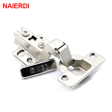 NAIERDI Self Elasti Half Overlay Hinge Cupboard Cabinet Kitchen Door Hinge 35mm Cup Special Spring Hinge For Home Hardware 2024 - buy cheap