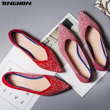 TINGHON  Fashion Women Slip On Flat Loafers Pointed Toe Shallow Ballet Flats Shoes Casual Flat Shoes Ballerina Flats 2 Colors 2024 - buy cheap
