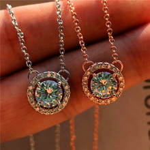 Cute Female White/Green/Blue/Red Necklaces Pendants Gold Color Chain Necklace Big Zircon Stone Necklaces For Women 2024 - buy cheap