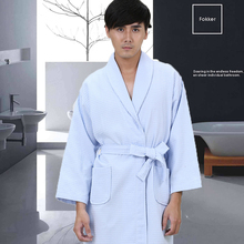 Waffle 100% Cotton Men Bathrobe Kimono Robe Long-sleeve Sweat Evaporate Couples Bath Robes Hotel SPA Robes Dressing Gown White 2024 - buy cheap
