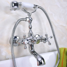 Wall Mounted Bathtub Faucet Clawfoot Bath Tub Mixer Tap Set Hand Shower Polished Chrome Dual Handles  tna187 2024 - buy cheap