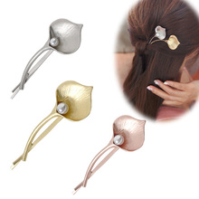 Fashion Wedding Hair Jewelry Flower Barrettes Solid Metal Leaf Pearl Hair Clips Hairpins Hair Accessories for Women Girl 2024 - buy cheap