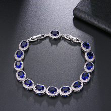 Hermosa Gran venta elegante azul real 14 piezas joyería ovalada Hermosa 925 pulsera de plata de ley 7 ''largo HS0047B 2024 - compra barato
